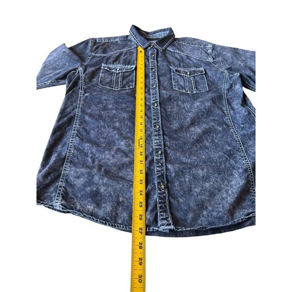 BKE Vintage Men’s Standard Fit Western Button‎ Down Shirt - Acid Wash Ombre - XL - Picture 6 of 7